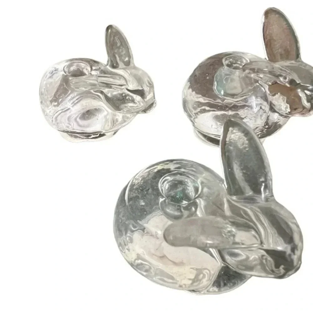 Vintage Glass Bunny‎ Candleholders Figurines